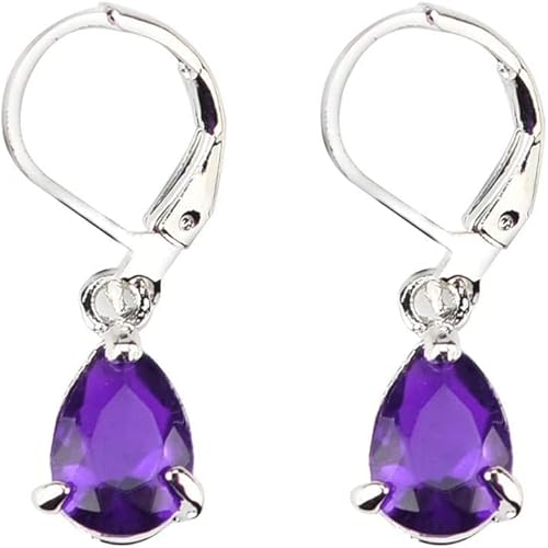 Wassertropfenförmige baumelnde Ohrringe für Damen, Kunstdiamanten, Modeschmuck, Lila, Einheitsgröße, attraktives Design von Generisch