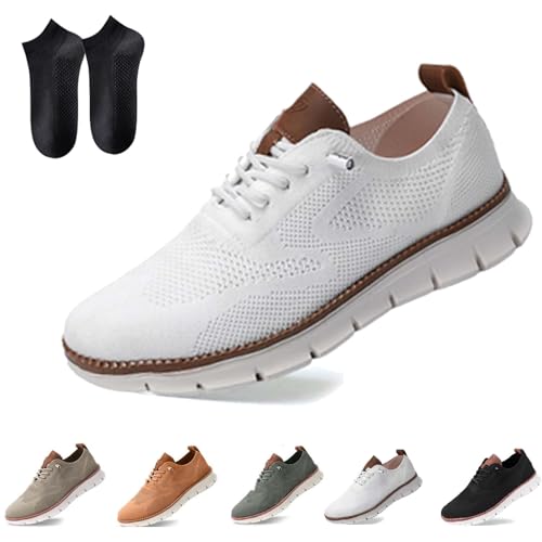Wearbreeze Schuhe Herren, Mens Wearbreeze Shoes, Wearbreeze Shoes for Men, Men's Mesh Dress Sneakers Business Shoes (Weiß, Erwachsene, 41, Numerisch, EU Schuhgrößensystem, M) von Generisch