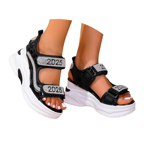 Wedges Damen Keilabsatz Boho - Keilabsätze Schlupfsandalen Slingback Strand Slip on Bequeme Knöchelriemen Zehenbereich Freizeitschuhe Offener Modische Kreuzgurte Orthopädische von Generisch