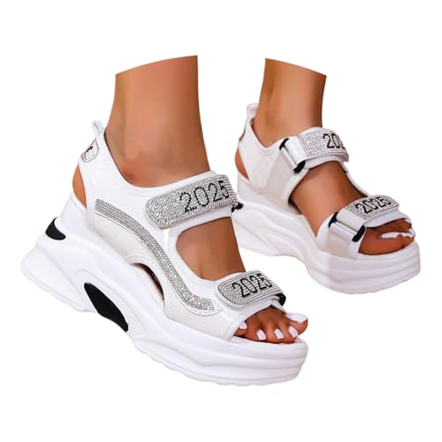 Wedges Damen Keilabsatz Boho - Keilabsätze Schlupfsandalen Slingback Strand Slip on Bequeme Knöchelriemen Zehenbereich Freizeitschuhe Offener Modische Kreuzgurte Orthopädische von Generisch