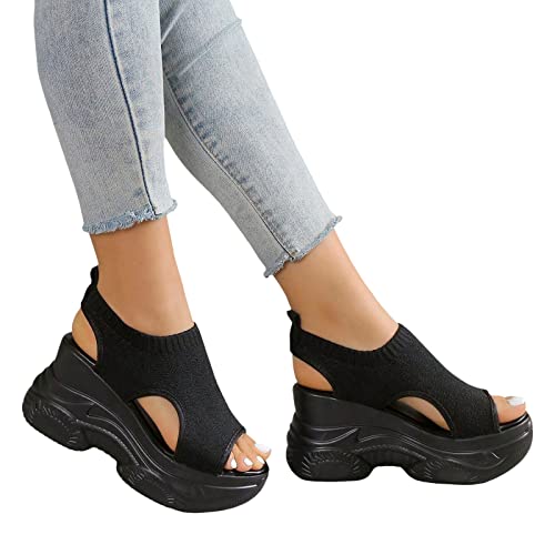 Wedges Damen Keilabsatz Sandalen - Schlupfsandalen Knöchelriemen Freizeitschuhe Slingback Bequeme Strand Slip on Offener Kreuzgurte Bohemia Orthopädische Zehenbereich Keilabsätze Peeptoes von Generisch