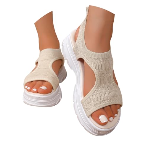Wedges Damen Keilabsatz Schwarz - Strand Zehenbereich Freizeitschuhe Bequeme Offener Modische Keilabsätze Orthopädische Schlupfsandalen Slip on Slingback Kreuzgurte Peeptoes Knöchelriemen von Generisch