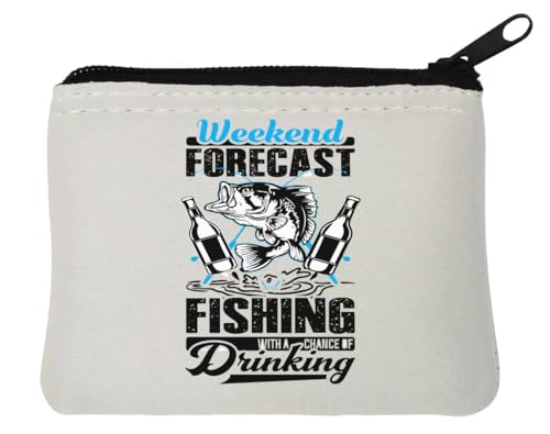 Weekend Forecast Fishing with A Chance of Drinking Neopren-Münzgeldbörse, 10 x 11 cm, Weiß Weekend Forecast Fishing with A Chance of Drinking Neopren-Münzgeldbörse, 10 x 11 cm, Weiß von Generisch