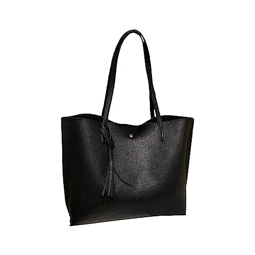 Weiche Damen-Schultertasche von Big Capacity Quaste Handtasche Hohe Kapazität PU Quaste Umhängetasche für Damen Crossbody Bag Tote Bag Cord, Schwarz , Einheitsgröße Weiche Damen-Schultertasche von Big Capacity Quaste Handtasche Hohe Kapazität PU Quaste Umhängetasche für Damen Crossbody Bag Tote Bag Cord, Schwarz , Einheitsgröße von Generisch
