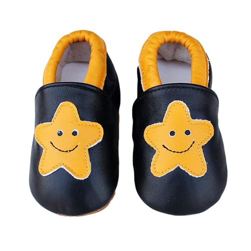 Weiche Leder Krabbelschuhe Babyschuhe Lauflernschuhe Kleinkind Lederschuhe Hausschuhe Lernlaufschuhe mit Wildledersohlen für Jungen Mädchen 0-6 Monate 6-12 Monate 12-18 Monate 18-24 Monate von Generisch