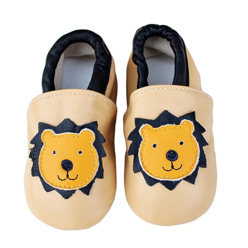 Weiche Leder Krabbelschuhe Babyschuhe Lauflernschuhe Kleinkind Lederschuhe Hausschuhe Lernlaufschuhe mit Wildledersohlen für Jungen Mädchen 0-6 Monate 6-12 Monate 12-18 Monate 18-24 Monate von Generisch