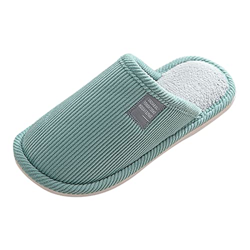 Weiche Schuhe für zu Hause für Damen – Hausschuhe für Damen, rutschfeste Hausschuhe, geschlossene Zehen, modische Schuhe, Baumwollpantoffeln, bequem, Plüsch, warm, leicht, atmungsaktiv, grün, 39 1/3 von Generisch