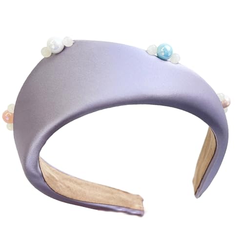 Weiche Stoff-Stirnbänder für Damen mit Perlendekor, hoher Totenkopf, breiter Haarreif für elegantes Haarstyling, alle passenden Haarbänder von Generisch