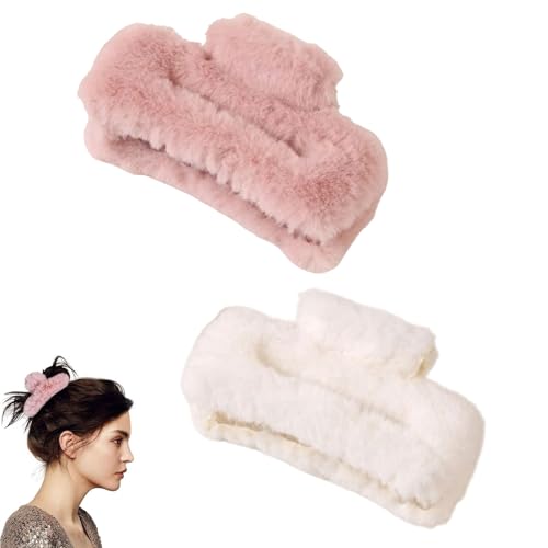 Weicher Plüsch Haarklammern,Plüsch-Haarklammer, starker Halt, rutschfeste Haarspangen für Teenager,Haarspangen für Frauen (2PCS) von Generisch