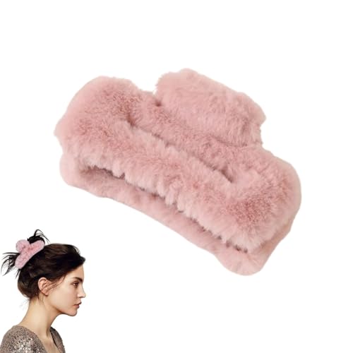 Weicher Plüsch Haarklammern,Plüsch-Haarklammer, starker Halt, rutschfeste Haarspangen für Teenager,Haarspangen für Frauen (Pink) von Generisch