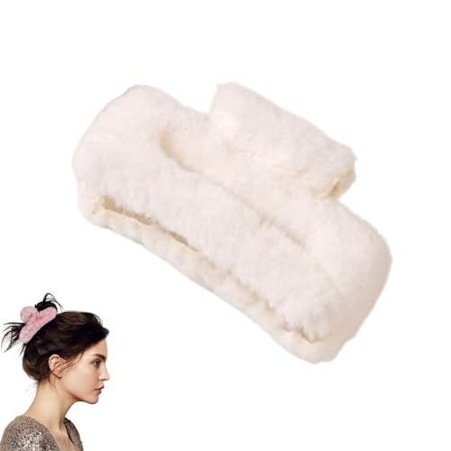 Weicher Plüsch Haarklammern,Plüsch-Haarklammer, starker Halt, rutschfeste Haarspangen für Teenager,Haarspangen für Frauen (White) von Generisch