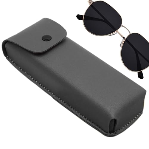 Weiches Brillenetui, PU-Leder, Brillenetui, tragbares Leder-Brillenetui zur Aufbewahrung von Brillen, Bargeld, Münzen, Kopfhörern, Schlüsseln, grau, Refer to description von Generisch