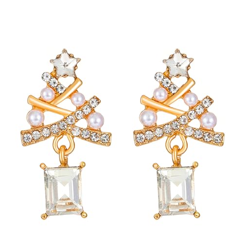 Weihnachten Anhänger Charm Instagram Grenze Zirkon Farbe Weihnachten Baum Ohrringe Für Frauen Mädchen Schmuck Geschenke (A, One Size) von Generisch