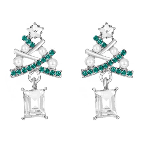 Weihnachten Anhänger Charm Instagram Grenze Zirkon Farbe Weihnachten Baum Ohrringe Für Frauen Mädchen Schmuck Geschenke (B, One Size) von Generisch