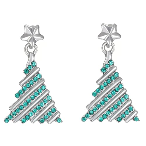 Weihnachten Anhänger Charm Instagram Grenze Zirkon Farbe Weihnachten Baum Ohrringe Für Frauen Mädchen Schmuck Geschenke (D, One Size) von Generisch
