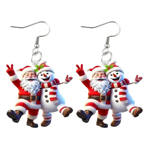 Weihnachten Anhänger Charm süße Hip Hop Stil alles Urlaub Ohrringe Haken Ohrringe Geschenke (Red, One Size) von Generisch