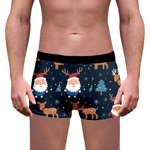 Weihnachten Boxershorts Herren Lustig Druck Weihnachts Unterhosen Christmas Motiv Boxershorts Männer Unterwäsche Mode Trend Unterhose Winter Retroshorts Geschenke Weihnachtsmann Kostüm von Generisch