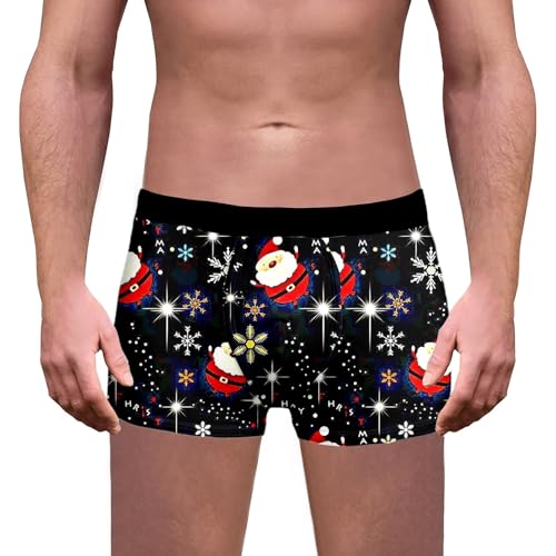 Weihnachten Boxershorts Herren Lustig Druck Weihnachts Unterhosen Christmas Motiv Boxershorts Männer Unterwäsche Mode Trend Unterhose Winter Retroshorts Geschenke Weihnachtsmann Kostüm von Generisch