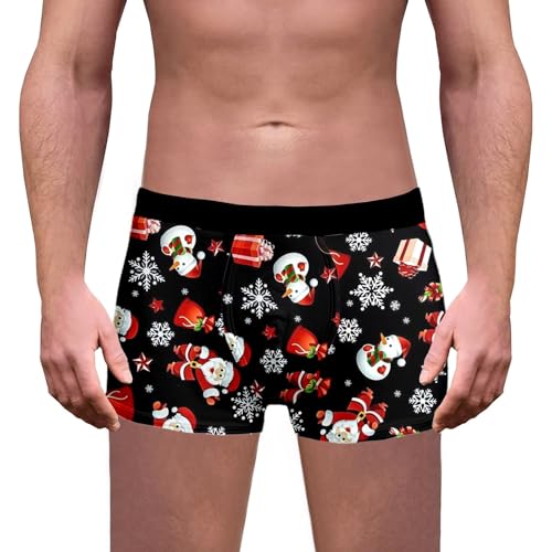 Weihnachten Boxershorts Herren Lustig Druck Weihnachts Unterhosen Christmas Motiv Boxershorts Männer Unterwäsche Mode Trend Unterhose Winter Retroshorts Geschenke Weihnachtsmann Kostüm von Generisch