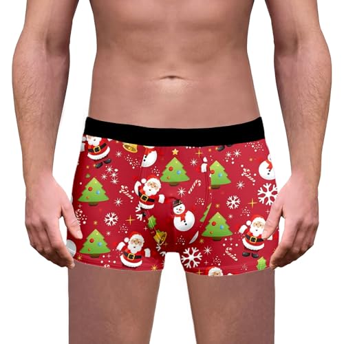 Weihnachten Boxershorts Herren Lustig Druck Weihnachts Unterhosen Christmas Motiv Boxershorts Männer Unterwäsche Mode Trend Unterhose Winter Retroshorts Geschenke Weihnachtsmann Kostüm von Generisch