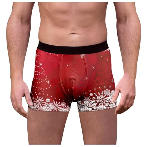 Weihnachten Boxershorts Herren Lustig Druck Weihnachts Unterhosen Christmas Motiv Boxershorts Männer Unterwäsche Mode Trend Unterhose Winter Retroshorts Geschenke Weihnachtsmann Kostüm von Generisch