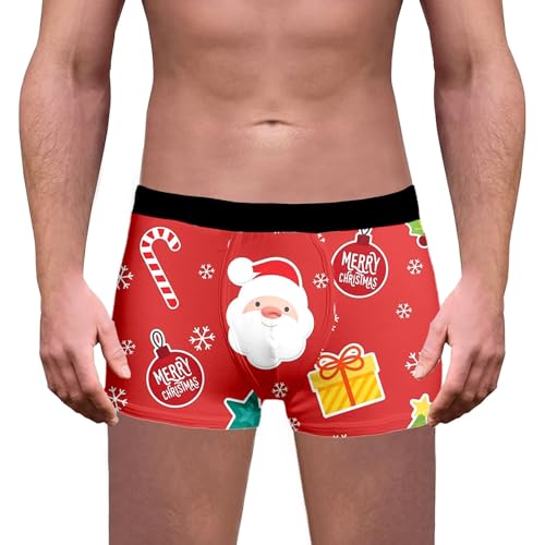 Weihnachten Boxershorts Herren Lustig Druck Weihnachts Unterhosen Christmas Motiv Boxershorts Männer Unterwäsche Mode Trend Unterhose Winter Retroshorts Geschenke Weihnachtsmann Kostüm von Generisch
