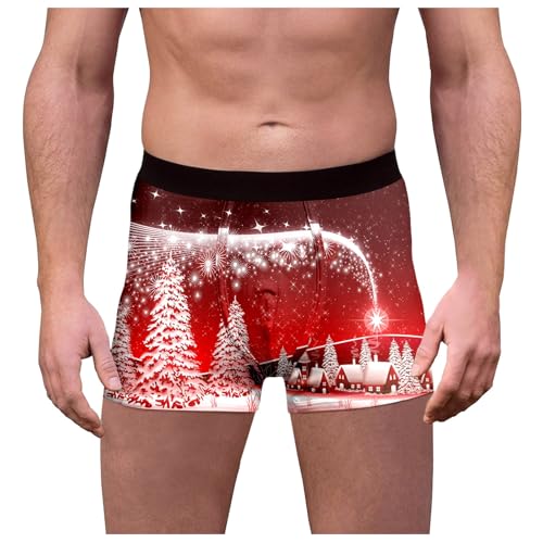 Weihnachten Boxershorts Herren Lustig Druck Weihnachts Unterhosen Christmas Motiv Boxershorts Männer Unterwäsche Mode Trend Unterhose Winter Retroshorts Geschenke Weihnachtsmann Kostüm von Generisch