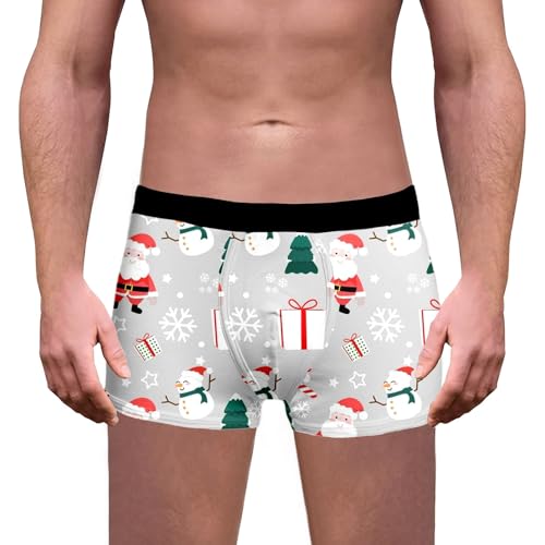 Weihnachten Boxershorts Herren Lustig Druck Weihnachts Unterhosen Christmas Motiv Boxershorts Männer Unterwäsche Mode Trend Unterhose Winter Retroshorts Geschenke Weihnachtsmann Kostüm von Generisch