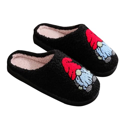 Weihnachten Filzpantoffeln Damen rutschfest Winter Hausschuhe Damen Geschlossen Filz House Pantoffeln Kuschel Plüsch Unisex Slippers Warm Filzhausschuhe Flache Bequeme Hauspatschen Breite Füße Indoor von Generisch