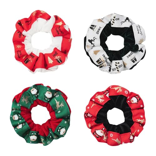 Weihnachten Haargummis Weihnachten Scrunchies Urlaub Haarschmuck Weihnachten Elastische Haarbänder Weihnachten Haargummi Pack Weihnachtsmann Rentier Scrunchies Weihnachten Haarschmuck für Mädchen von Generisch