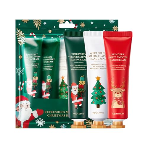 Weihnachten Handcreme Set, Mini Handcreme, 3 Stück Hand Cream, Hand Feuchtigkeitscreme für Raue, Sanfte Pflegecreme für Trockene Hände, Kleine Weihnachtsgeschenke für Männer Frauen von Generisch