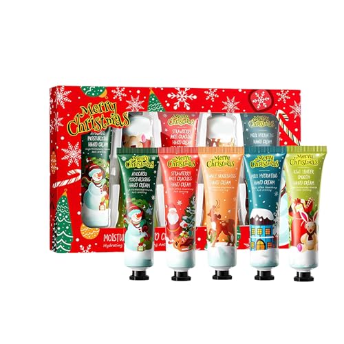 Weihnachten Handcreme Set, Mini Handcreme, Hand Cream, Kleine Weihnachtsgeschenke Für Männer Frauen, Handcreme-Weihnachten-Set - Pflegt trockene und strapazierte Hände, Feuchtigkeitscreme, 5pcs von Generisch