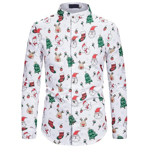Weihnachten Hemd Herren, Lustig Baumwolle Weihnachtshemden Weihnachtsoutfit XXL Slim Fit Weihnachtsshirt Weihnachtskleidung 4XL 3D Christmas Shirt Hemd Weihnachten von Generisch