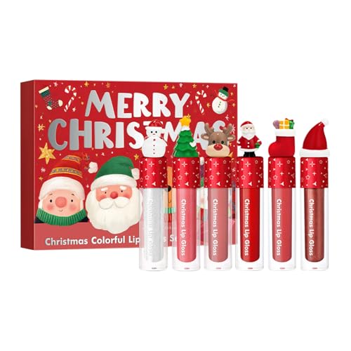 Weihnachten Hydrating Lipgloss Set, 5 Farben 3D Moisturizing Lippenöl - Feuchtigkeitsspendender Pflegender Lipgloss - Lip Oil für Mädchen Lippenpflege Trockene Lippen, Lippencrem von Generisch