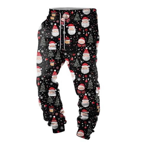 Weihnachten Jogginghose Herren Lang Weihnachten Hose Herren Lustige Bedruckte Weihnachts Hosen Baggy Sweatpants Kordelzug Freizeithosen Sporthose Trainingshos Regular Fit Jogginghose Streetwear von Generisch