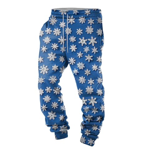 Weihnachten Jogginghose Herren Weihnachts Kostüm Hose Sweat Pants Regular Fit Jogginghose Streetwear Relaxing Hose Elastischer Taille Weites Bein Haushose Winter Warme Fitness Hose Freizeit Gym Hose von Generisch