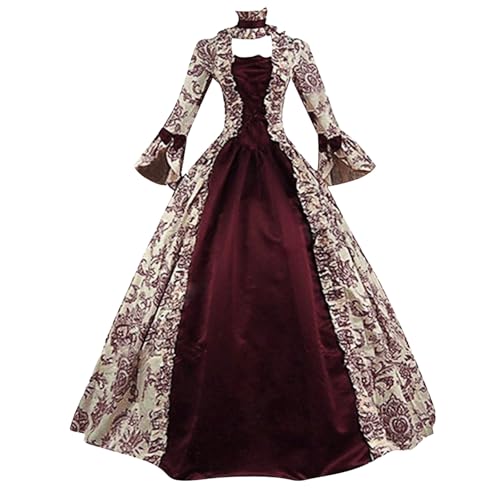 Weihnachten Kostüm Damen Weihnachtskleid Mittelalter Kleidung Damen Renaissance Prinzessin Kleider Barock Rokoko Kleidung Lolita Kleidung Viktorianisches Königin Kleider Abendkleider Cocktailkleid von Generisch