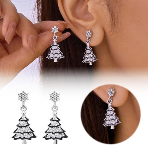 Weihnachten Ohrstecker Ohrringe Weihnachten Baum Form Kranz Baum Weihnachtsschmuck (Silver, 1. 5X3. 2CM) von Generisch