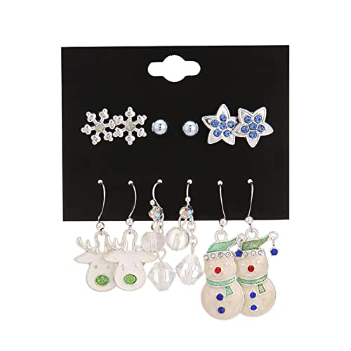 Weihnachten Ohrstecker Set Gold Mode Weihnachtsschmuck Weihnachtsglocke Glocke Weihnachtsgeschenke Weihnachts Ohrringe (Silver, One Size) von Generisch