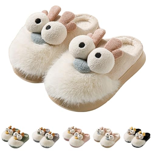 Weihnachten Plüsch Hausschuhe Damen Winter Flauschig Filzpantoffeln Damen rutschfest Weiche Home Slippers Warm Kuschel Niedlich Hausschuhe Geschlossen Unisex Breite Füße Pantoffeln von Generisch