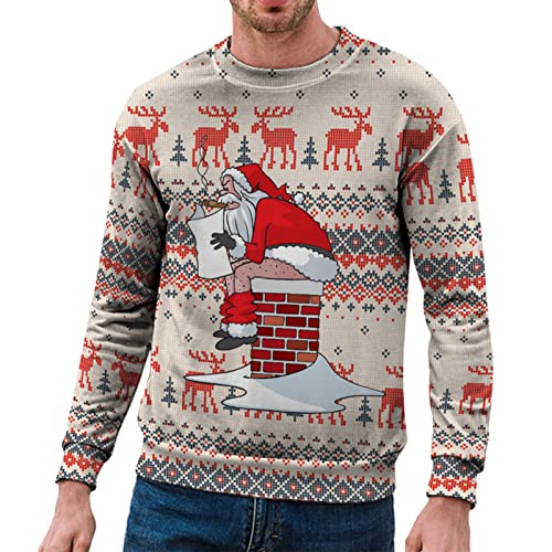 Weihnachten Pullover, Weihnachtspullover Herren Rentier Lustig 3D Weihnachts Sweatshirt Pullover Weihnachts Pullover für Männer Weihnachtspulli Familie Lustige Unisex Sweatshirts Christmas von Generisch