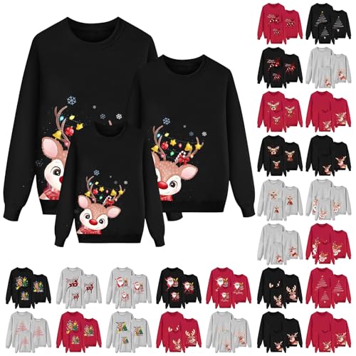 Weihnachten Pullover Set Partnerlook Pärchen Weihnachtspullover Familie Set Gestrickte Pullover Strickpullover Winterpullover Weihnachtspullis Sweatshirt Damen Herren Kinder - Damen von Generisch
