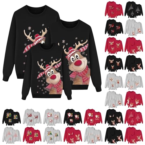 Weihnachten Pullover Set Partnerlook Pärchen Weihnachtspullover Familie Set Gestrickte Pullover Strickpullover Winterpullover Weihnachtspullis Sweatshirt - kinder von Generisch