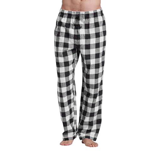 Weihnachten Pyjama Hose Herren Weihnachten Karierte Schlafanzughose Lang Baumwolle Karierte Schlafhose Pyjamaunterteil Pyjamahose Freizeithose Loungehose Schlafanzughose Karierte Flanell Pyjamahose von Generisch