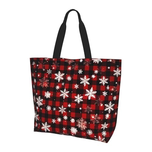 Weihnachten Schneeflocke Tote Bag Damen Schulterhandtaschen Büffel Plaid Einkaufstaschen Wasserabweisend Große Handtasche mit Innentasche für Arbeit Reise Schule von Generisch