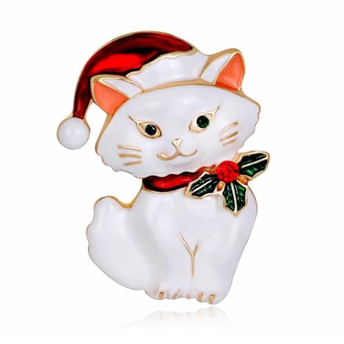 Weihnachten Vintage Tier niedliche Katze Broschen Stifte Frauen Mantel Kleidung Abzeichen Schmuck Zubehör von Generisch