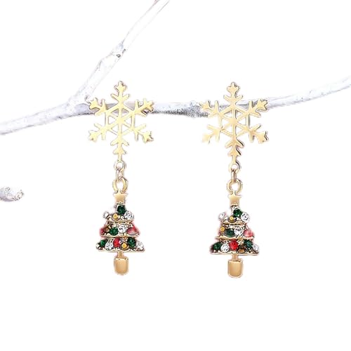 Weihnachten Weihnachtsohrringe Schmuck, Weihnachtsgeschenke für Frauen, Teenager, Mädchen, Glocke, Weihnachtsmann, Schneeflocke Weihnachten Ohrstecker (C, One Size) von Generisch