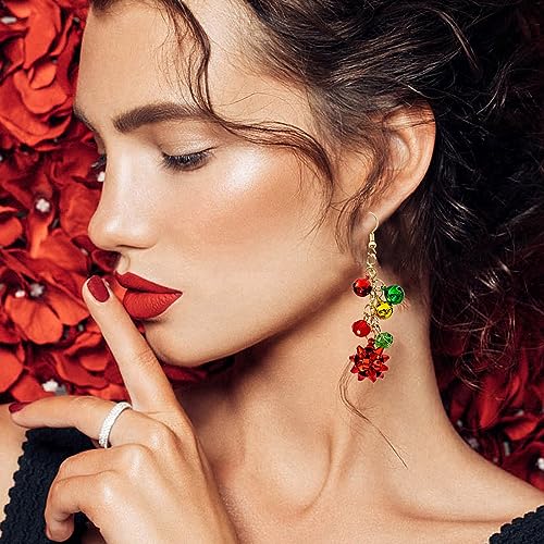 Weihnachten Weihnachtsohrringe kreative einfache bunte Glocke Quaste Ohrringe Weihnachten Karneval Ohrringe Santa Schneemänner Krücke (A, One Size) von Generisch