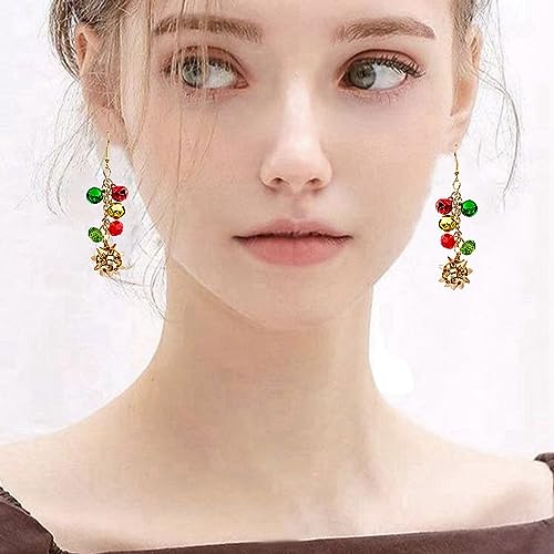Weihnachten Weihnachtsohrringe kreative einfache bunte Glocke Quaste Ohrringe Weihnachten Karneval Ohrringe Santa Schneemänner Krücke (B, One Size) von Generisch