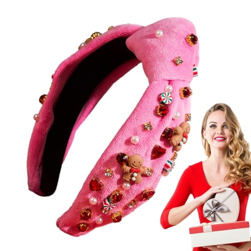 Weihnachten geknotetes Stirnband für Frauen, Stirnbandband für Frauen | Weihnachts-Lebkuchen-Stirnband | Elastische Accessoires, Stirnband-Weihnachtsdekorationen für Mädchen von Generisch